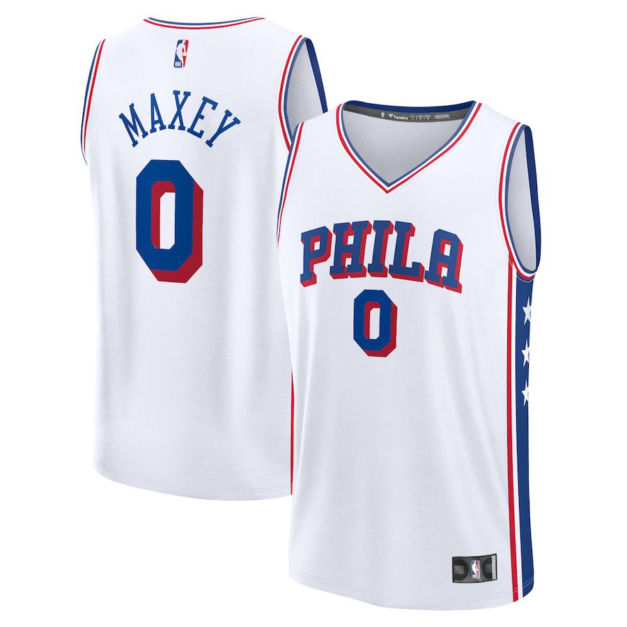 Men Philadelphia 76ers #0 Tyrese Maxey Fanatics Branded White Association Edition 2023-24 Fast Break Replica NBA Jersey